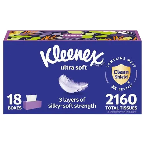 18 Flat Boxes Kleenex Ultra Soft Facial Tissues 1