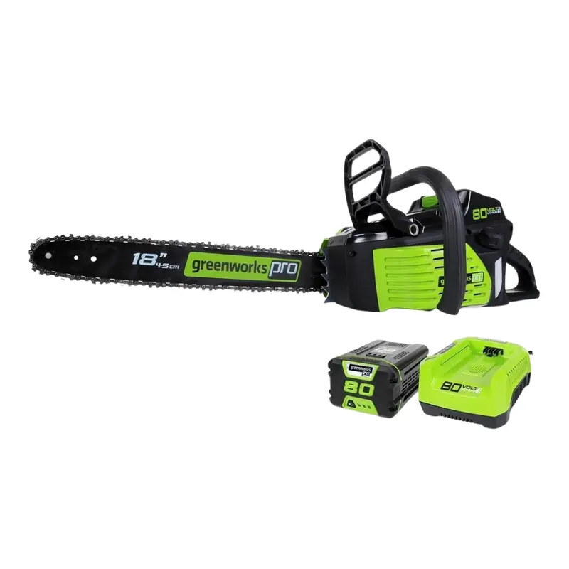 18" Greenworks 80V Cordless Chainsaw With 2Ah Battery & Charger 1