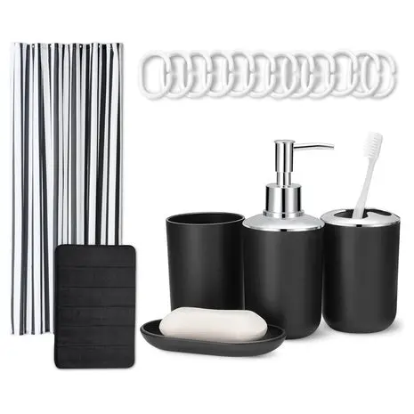 18-Piece Bathroom Set With Shower Curtain & Bath Mat 1