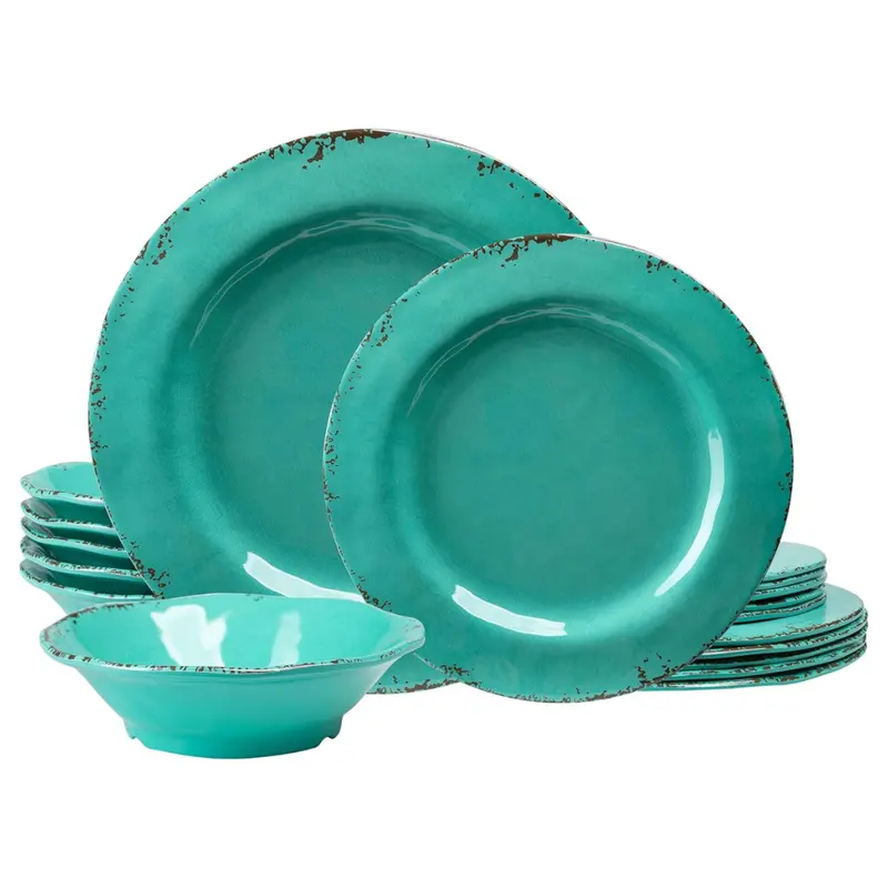 18-Piece Farmhouse Melamine Dinnerware Set 1