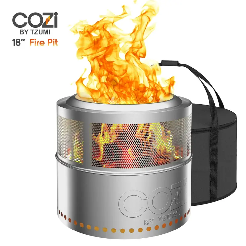 18" Tzumi Stainless Steel Smokeless Fire Pit With Carry Bag 1