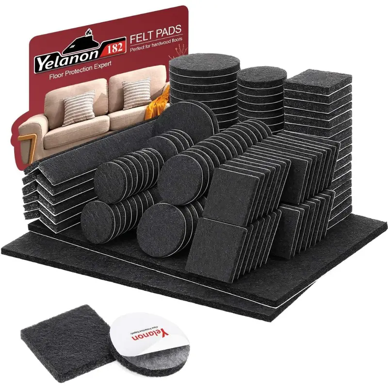 182-Pieces Yelanon Felt Furniture Pads For Chair Legs 1