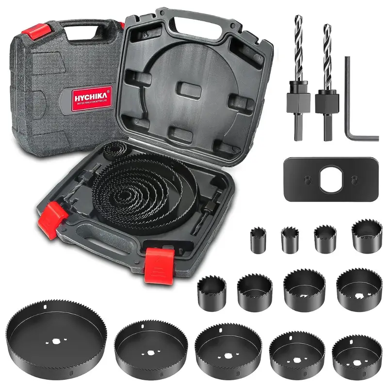 19-Piece 3/4-6'' Hole Saw Set With 13 Saw Blades 1