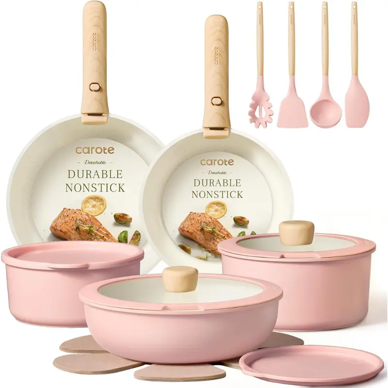 19-Piece Carote Non-Stick Pots And Pans Set With Detachable Handle 1