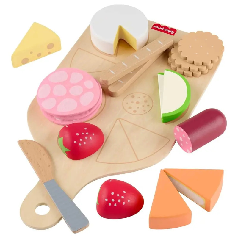 19-Piece Fisher-Price Wood Pretend Play Charcuterie Board Set 1