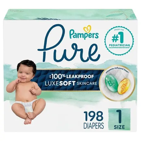 198 Size 1 Pampers Pure Diapers 1