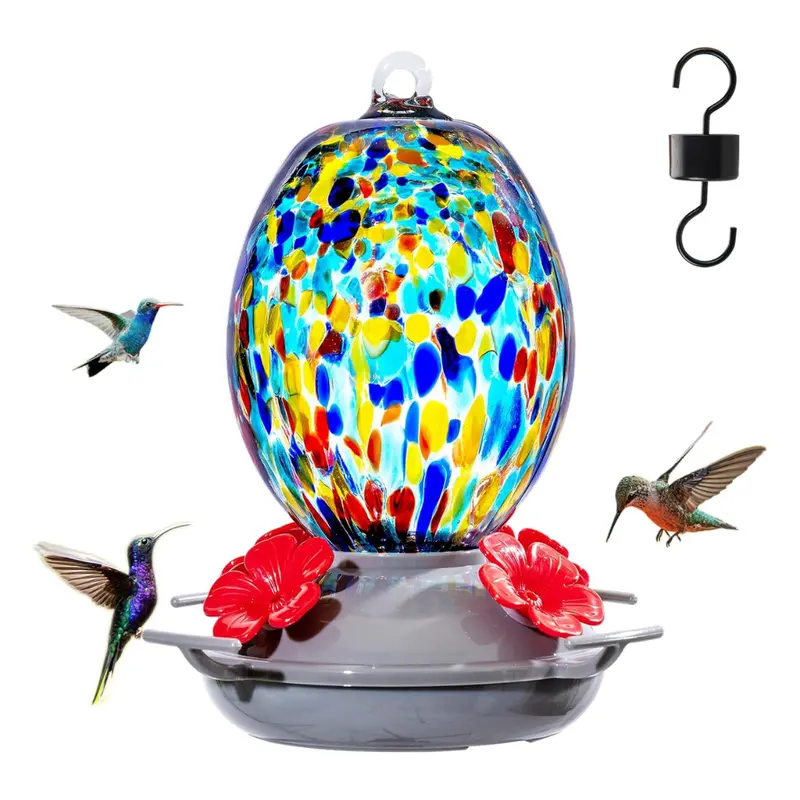 19Oz Muse Garden Glass Hummingbird Outdoor Feeder 1