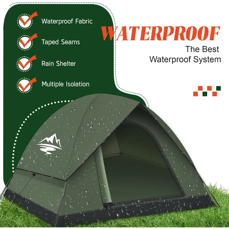 2/3/4-Person Waterproof Camping Tent With Rainfly 1