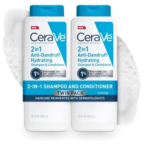 2 Bottles Cerave 2-In-1 Hydrating Anti-Dandruff Shampoo & Conditioner 1