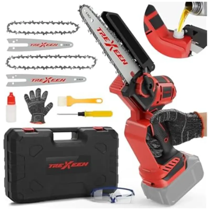 2-In-1 Cordless 8" & 6" Dual-Length Electric Chainsaw For Mwk M18 Battery 1