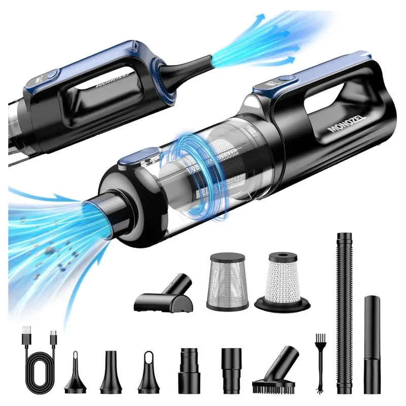 2-In-1 Cordless Car Vacuum Cleaner & Air Duster W/ Led & Multi-Nozzles 1