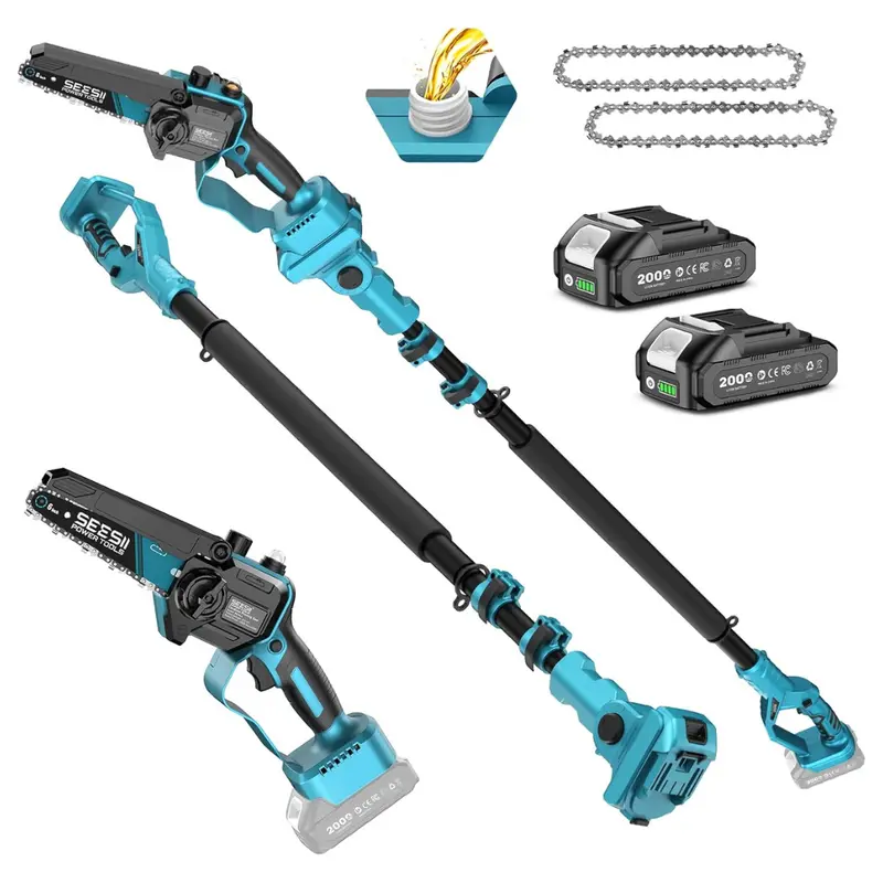 2-In-1 Cordless Electric Pole Saw & 6 Mini Chainsaw W/ Pole & 2 Batteries 1