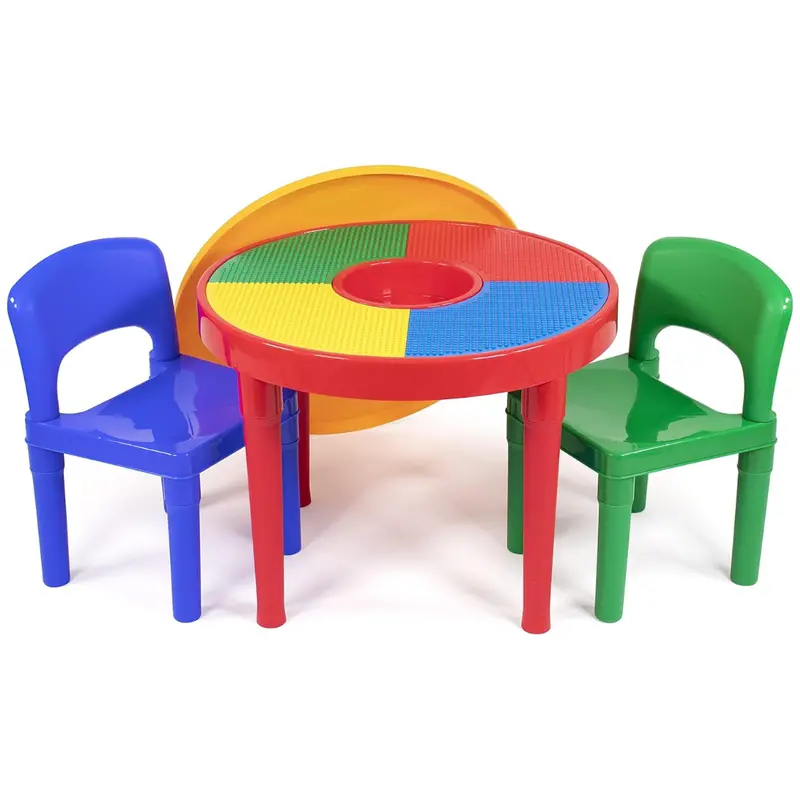 2-In-1 Humble Crew Kids Building Blocks Activity Table And 2 Chairs Set 1