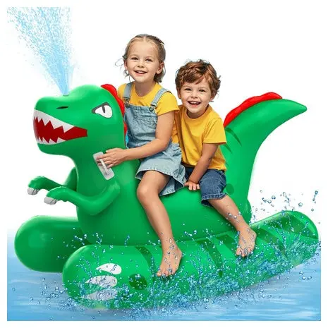 2-In-1 Inflatable Dinosaur Pool Float With Sprinkler 1