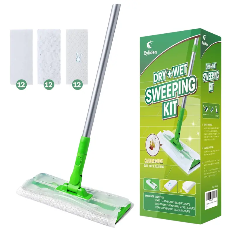 2-In-1 Wet & Dry Mop Kit W/ 36-Count Disposable Dry & Wet Cloths 1
