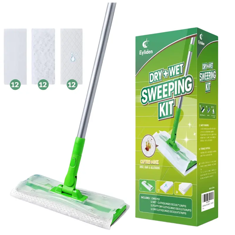 2-In-1 Wet & Dry Mop Kit W/ 36-Count Disposable Dry & Wet Cloths 1