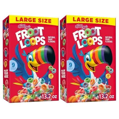 2 Large Boxes Froot Loops Breakfast Cereal 1