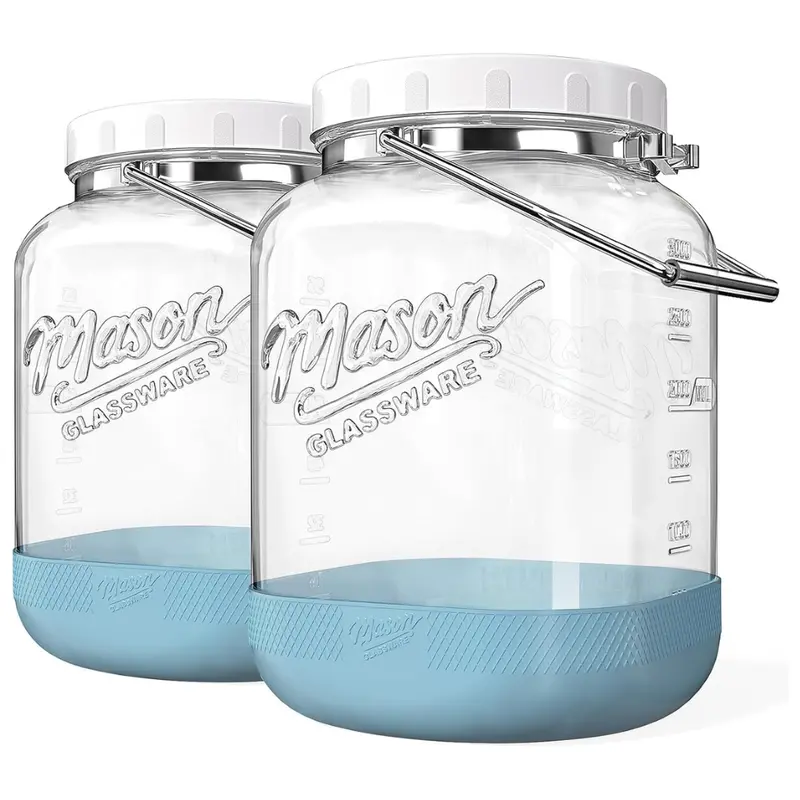 2-Pack 1 Gallon Square Wide Mouth Mason Glass Jar 1