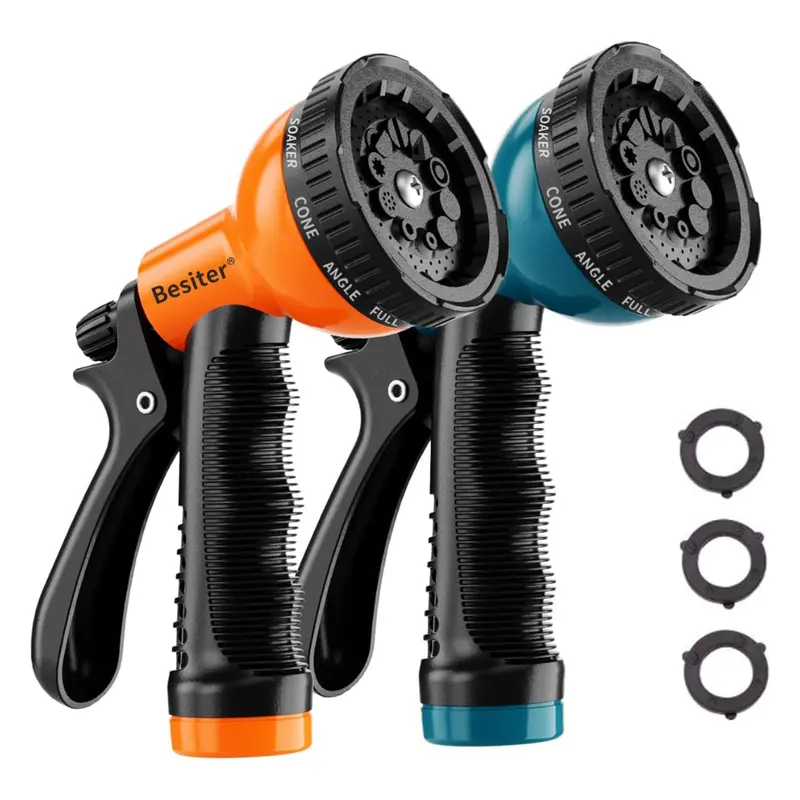 2-Pack 10 Watering Patterns Garden Hose Nozzle Sprayer (2 Colors) 1