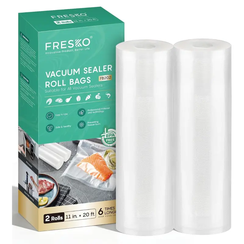 2-Pack 11" X 20' Fresko Vacuum Sealer Bag Rolls 1