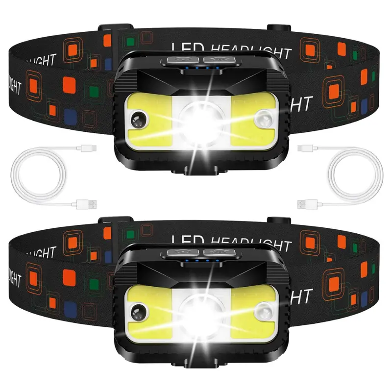 2-Pack 1200-Lumen Rechargeable Led Head Lamps With Motion Sensor 1