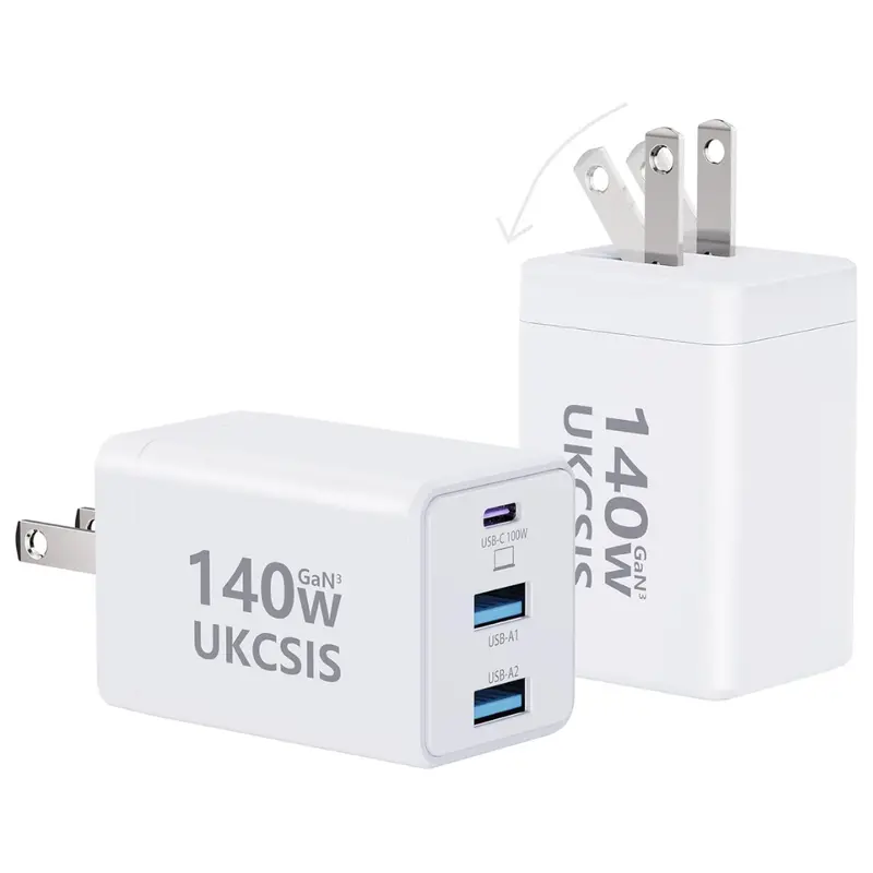 2-Pack 140W 3-Port Gan Foldable Wall Charger 1