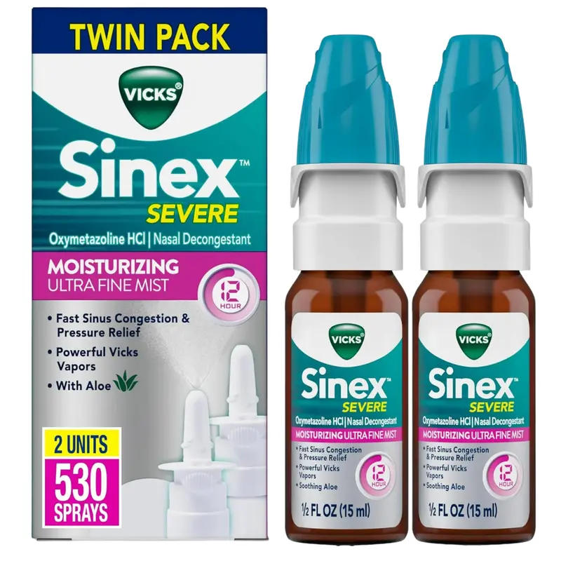 2-Pack 15Ml Vicks Sinex Severe Moisturizing Decongestant Spray 1