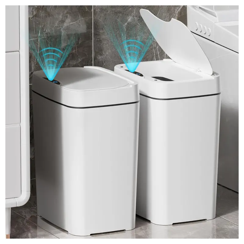 2-Pack 2.7-Gal Vanpopubs Automatic Bathroom Smart Trash Can W/ Lid 1