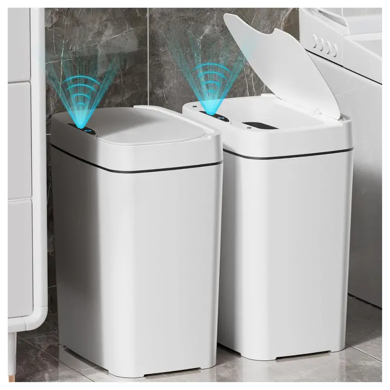 2-Pack 2.7-Gal Vanpopubs Automatic Bathroom Smart Trash Can W/ Lid 1