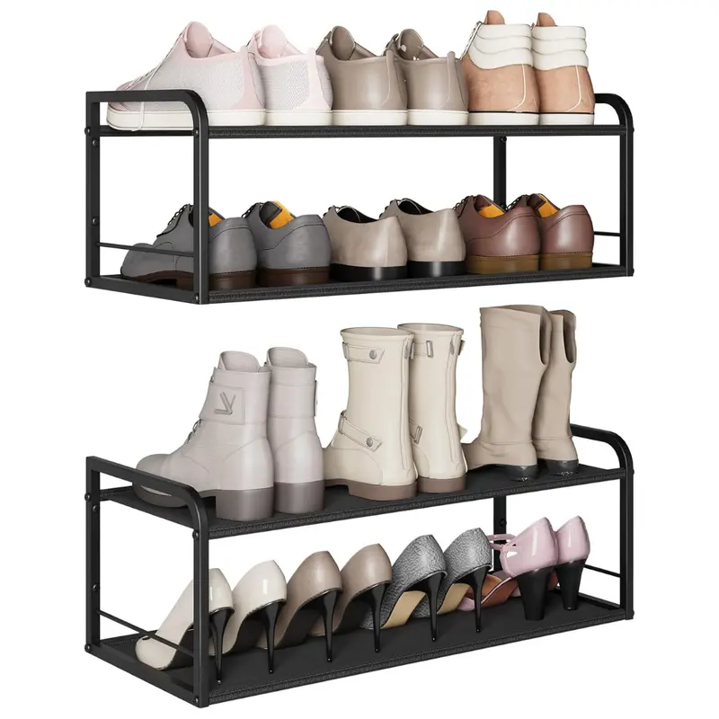 2-Pack 2-Tier Nanagiftree Carbon Steel Wall Mount Shoe Racks 1