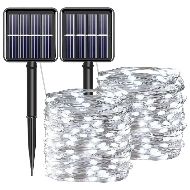 2 Pack 200Led 66Ft 8 Modes Small Solar Powered Lights 1