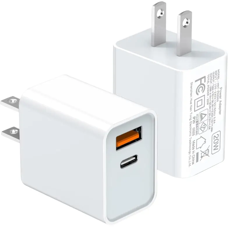 2-Pack 20W Dual-Port Usb-C Pd Fast Wall Charger Block 1