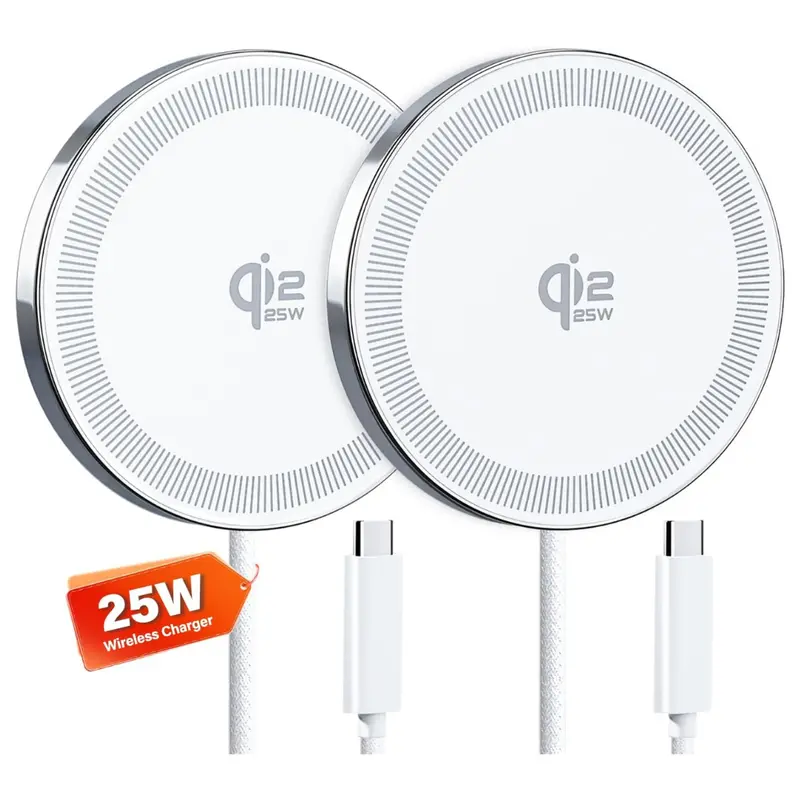 2-Pack 25W Portable Qi2.2 Magnetic Wireless Charger 1