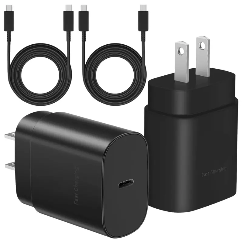 2-Pack 25W Type C Fast Charging Wall Charger With 4Ft Cable 1