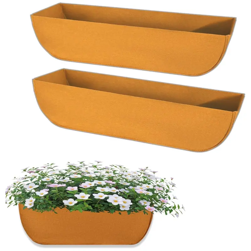 2 Pack 30" Breathable Felt Planter Liners For Outdoor Plants 1