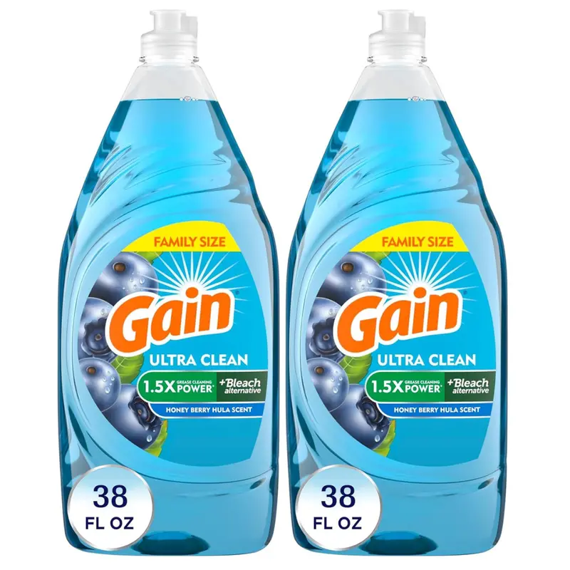 2-Pack 38-Oz Gain Ultra Bleach Dishwashing Liquid Dish Soap 1