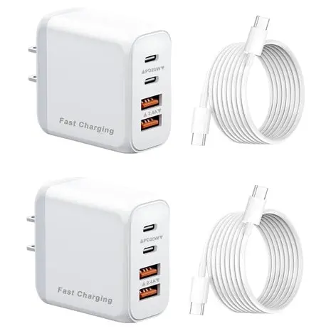 2-Pack 4-Port 40W Usb-C Wall Charger With Cables 1