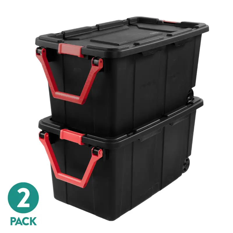 2-Pack 40-Gallon Sterilite Wheeled Industrial Totes (Various) 1