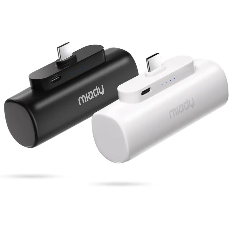 2-Pack 5000Mah Mini Portable Charger With Built-In Type-C Connector 1