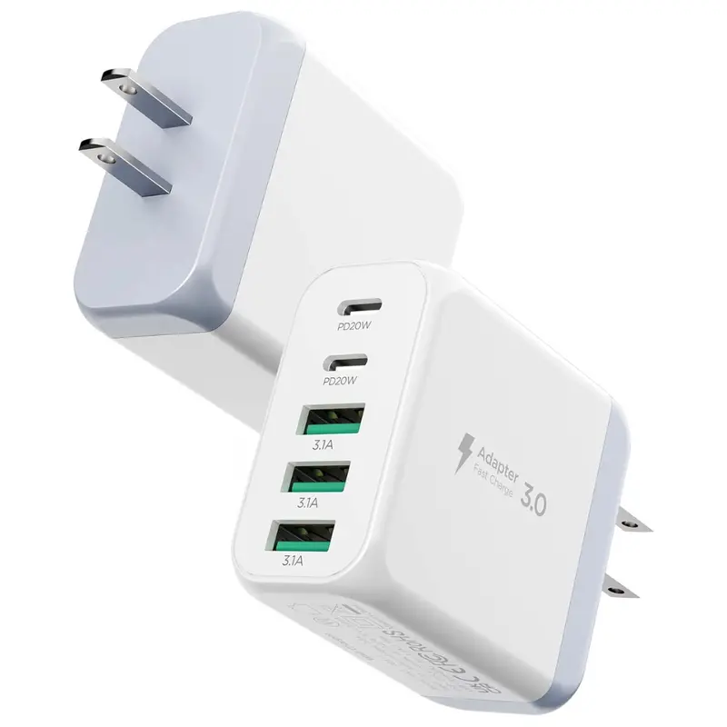 2-Pack 50W 5-Port Usb Type-C Charger Block 1