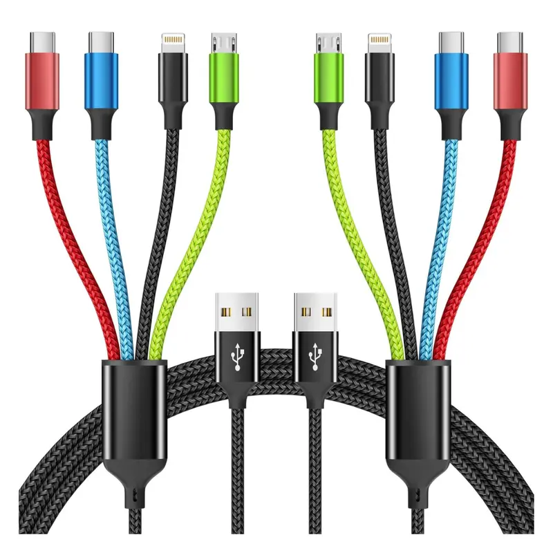2-Pack 5Ft 4-In-1 Usb-A Multi Charging Cable W/ Lightning, Micro & Usb-C Port 1