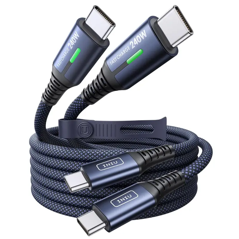 2-Pack (6.6Ft + 6.6Ft) 240W Fast Charging Usb-C To Usb-C Cable (2 Colors) 1