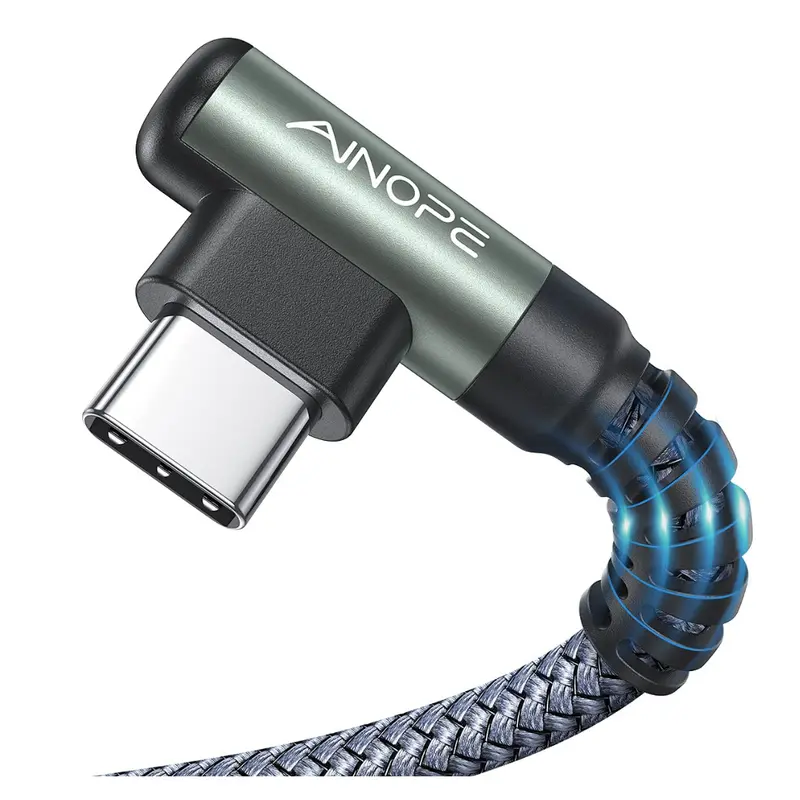 2-Pack 6.6Ft Nylon Braided Right Angle Usb-A To Usb-C Charging Cable 1