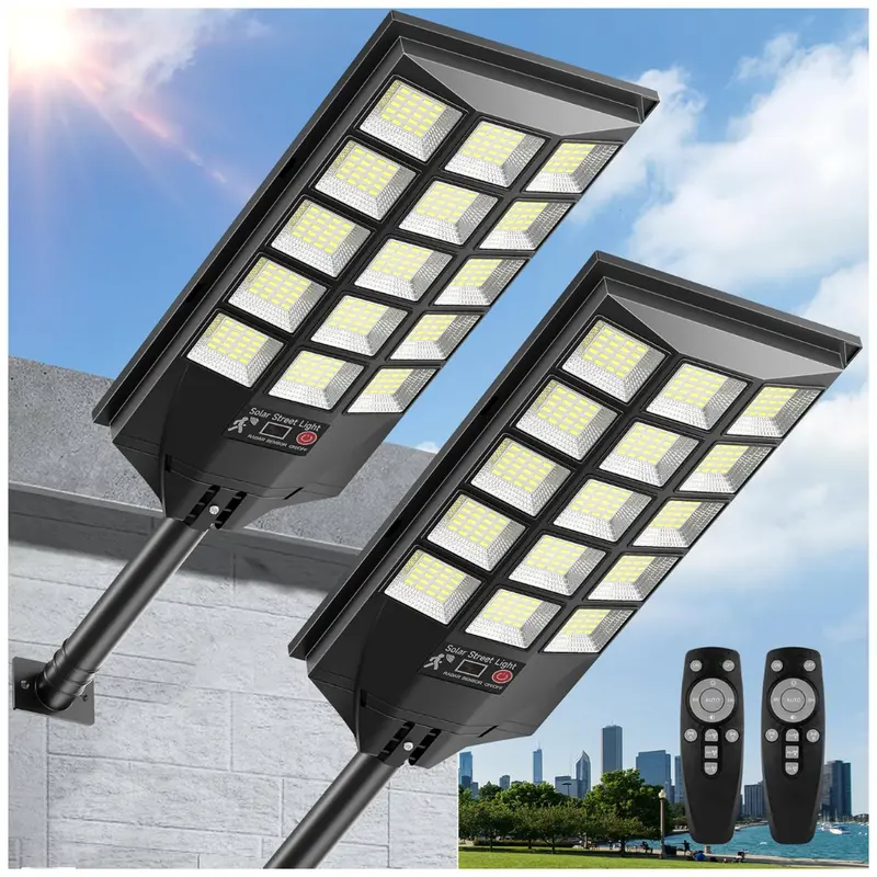 2 Pack 6500K Motion Sensor Solar Street Lights 1