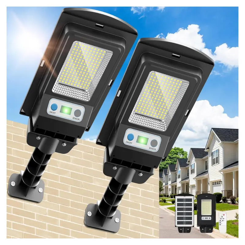 2-Pack 6500K Outdoor Ip66 Solar Led Street Lights 1