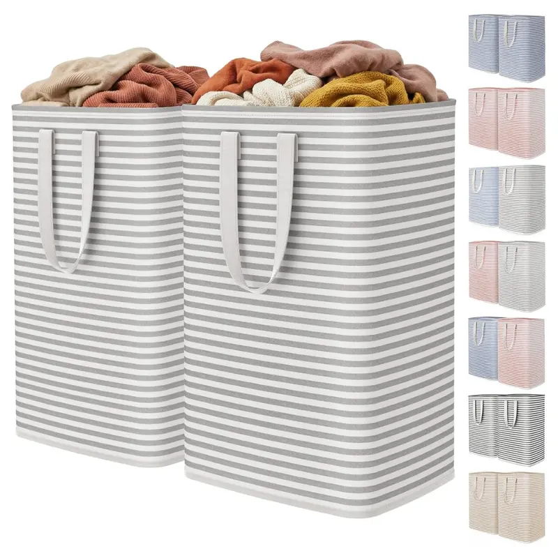 2-Pack 80L Each Cotton Collapsible Laundry Hamper Baskets 1