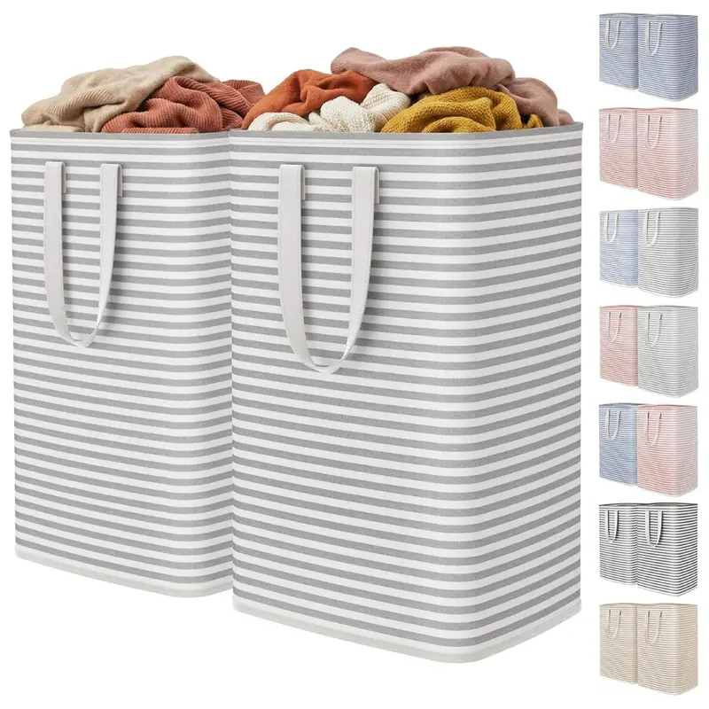 2-Pack 80L Lifewit Collapsible Laundry Hamper Baskets W/ Handles 1