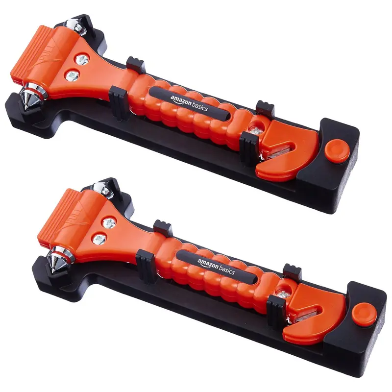 2-Pack Amazon Basics Emergency Seat Belt Cutter & Window Hammer Tool 1