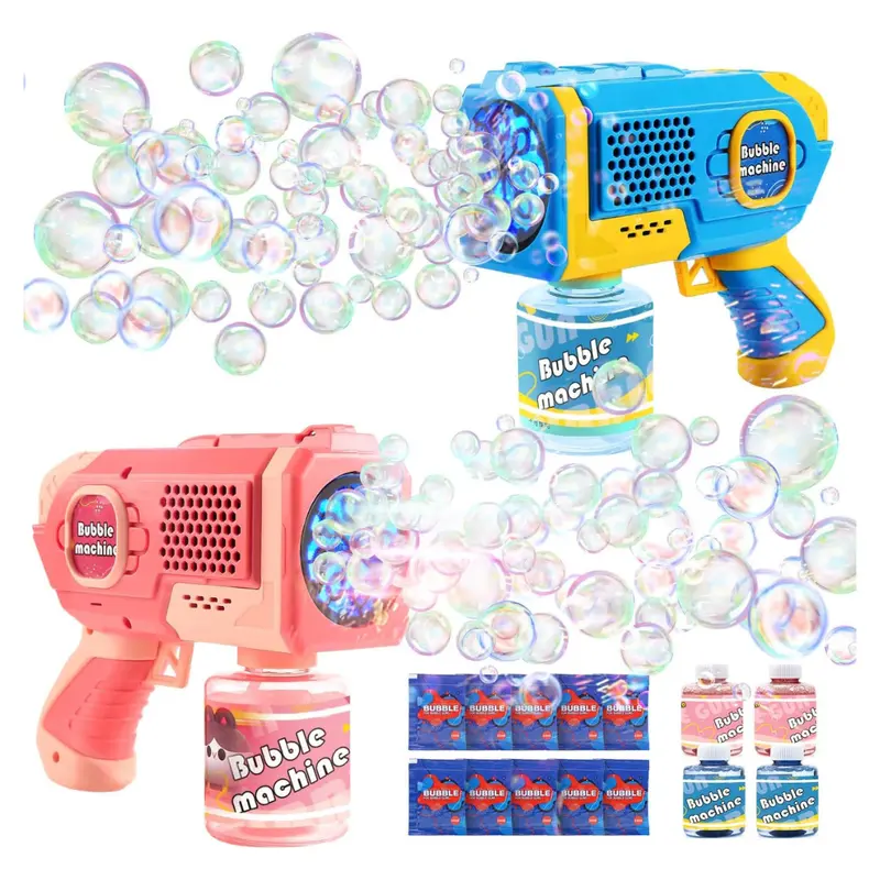 2-Pack Automatic Light Up Bubble Blower With 4 Bottles & Refills 1