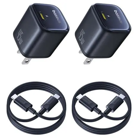 2-Pack Baseus 45W Usb-C Charger Block With Cable 1